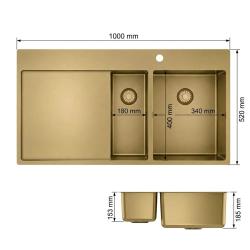 pure-sink-exclusivo-gold-1-5-sink-draining-board-100x52-cm